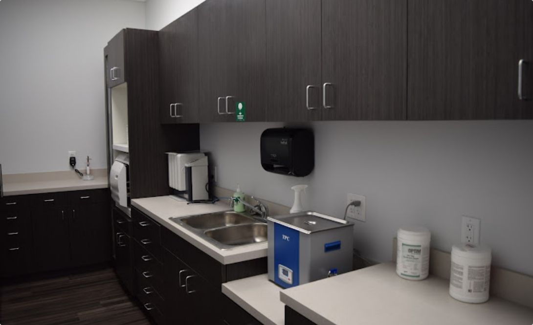 Sink and storage area for dental instruments